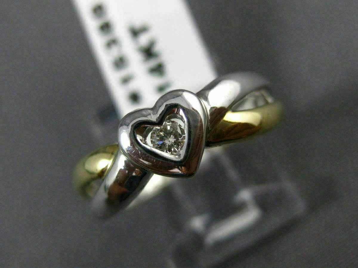 ESTATE .06CT DIAMOND 14KT WHITE & YELLOW GOLD 3D SOLITAIRE HEART FUN RING #15388