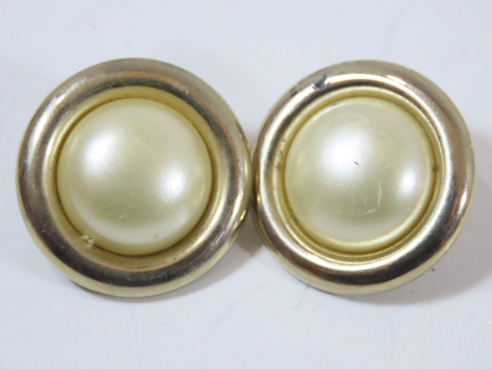 VTG Simulated Pearl Earring Lot Cabochon Dome Rhinestone Clip Screw Back D2078