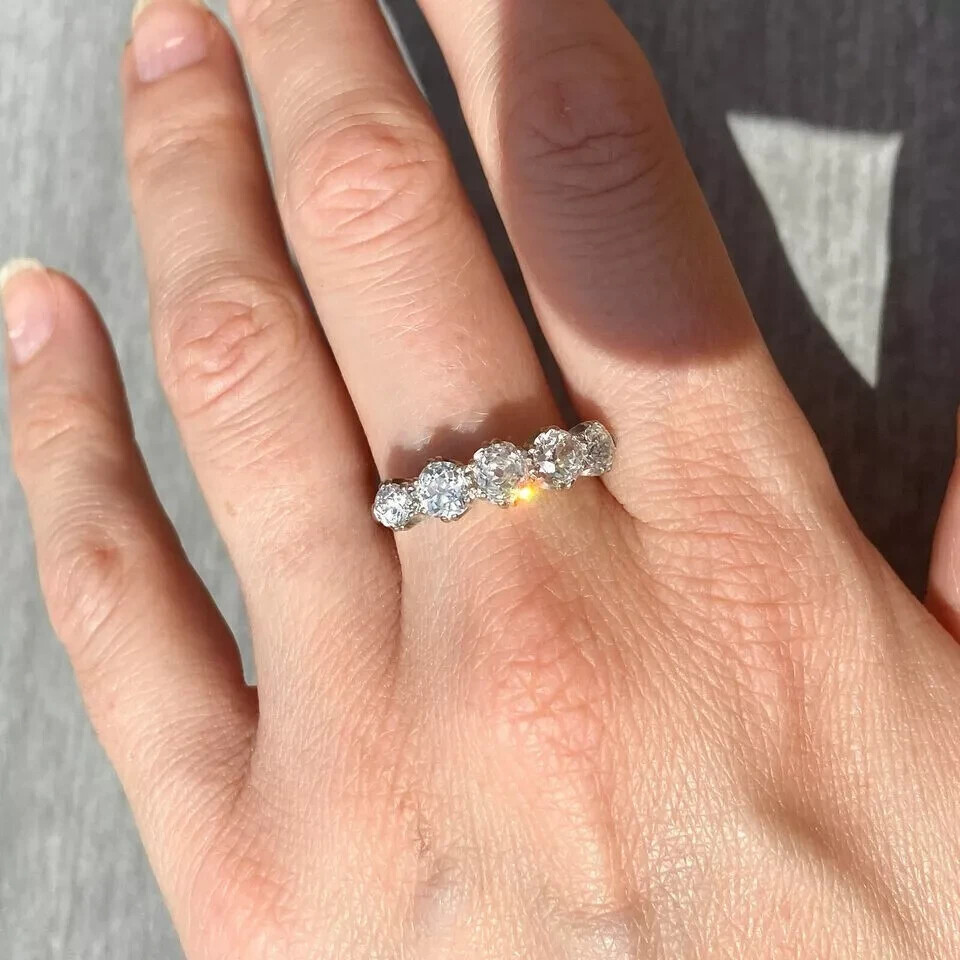 Art Deco Style 3.4Ct Round Lab Created Diamond Engagement 14K White Gold FN Ring