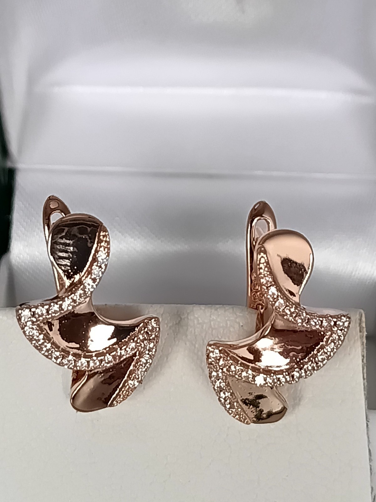 Vintage 1990-s 14 Ct Rolled Gold Zircons Earrings-Hallmarked 585 RG