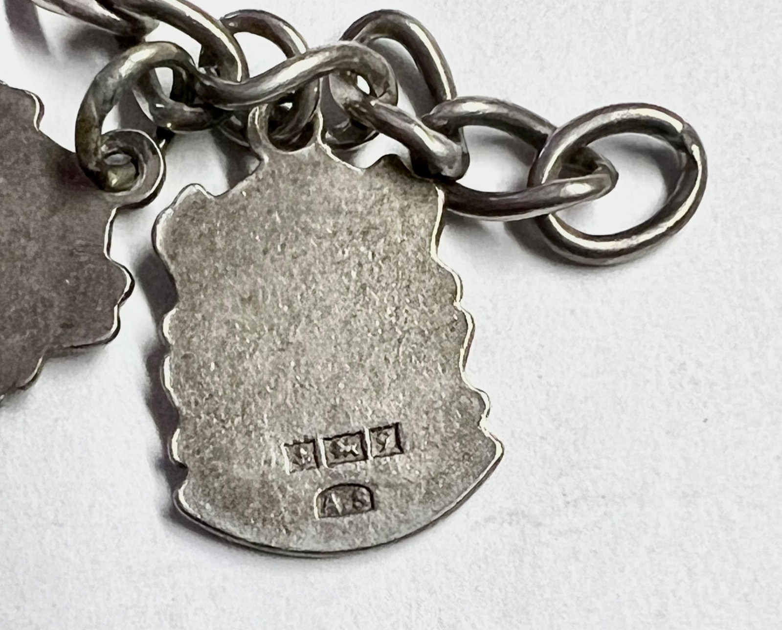 Vintage sterling charm bracelet w/ 14 silver & enameled charms – United Kingdom