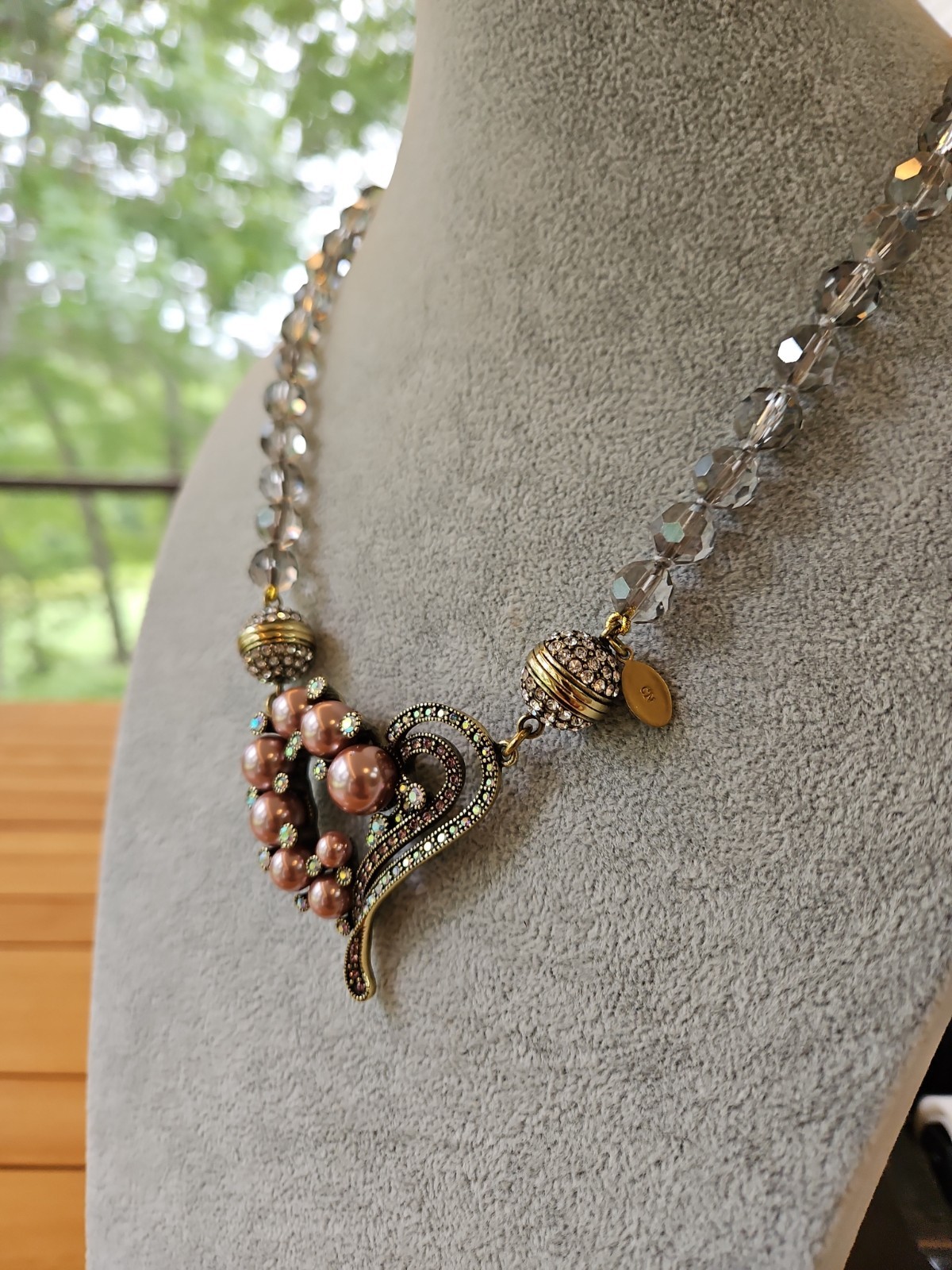 Heidi Daus Pink Pearl & Crystal MAGNETIC pendant From the Snap Apart Collection