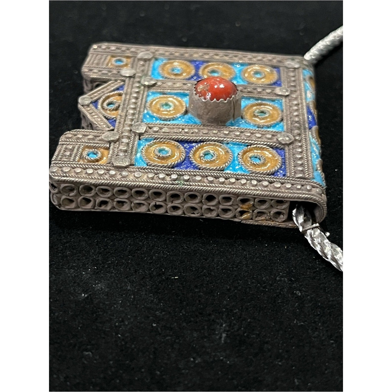 Vintage/Antique Moroccan Berber “Hirz” amulet pendant Necklace in Frame