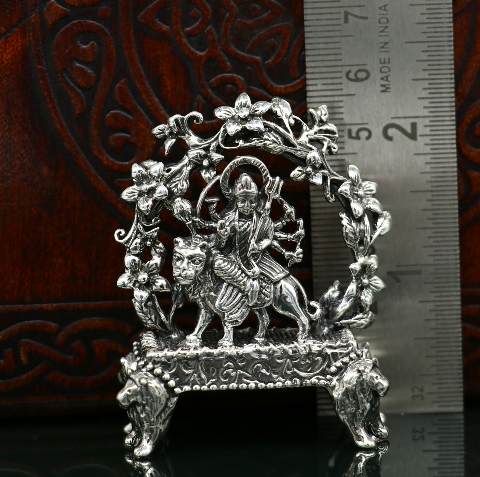 925 silver Goddess bhawani durga statue, figurine,puja article home temple art06