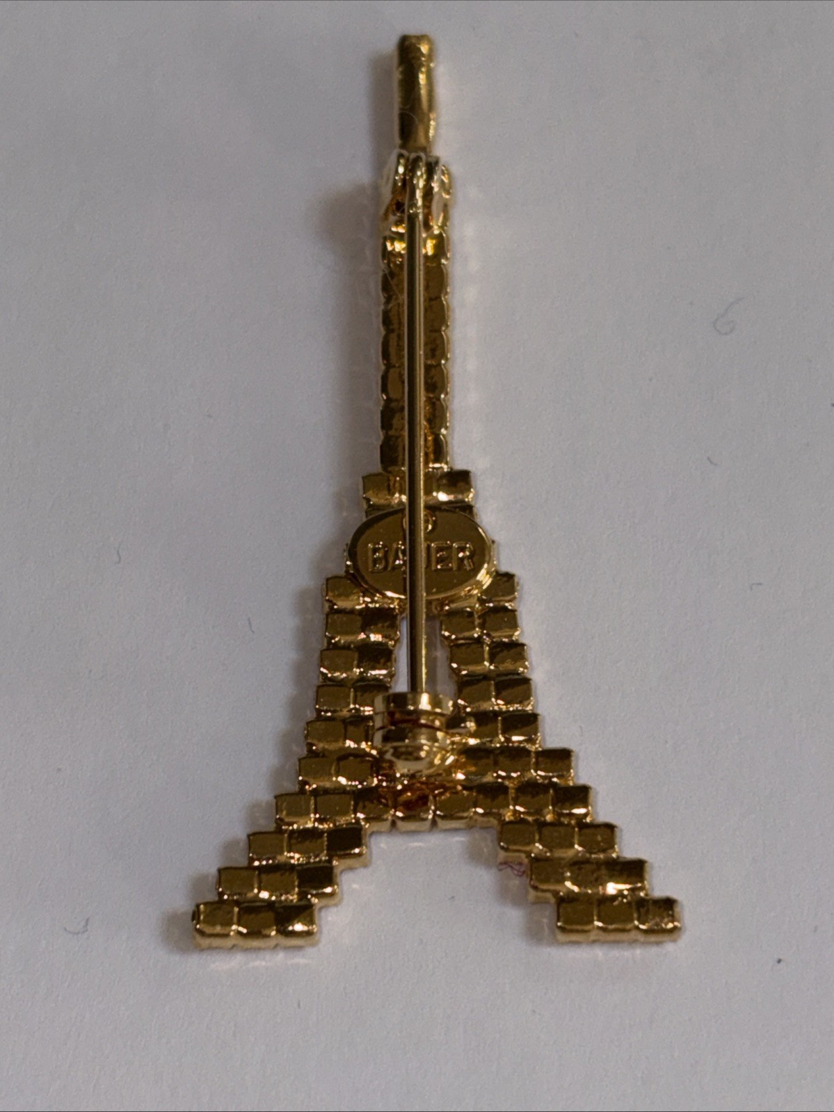 Dorothy Bauer Pin Eiffel Tower Austrian Crystals Gold-tone Metal 2 1/4 Inches