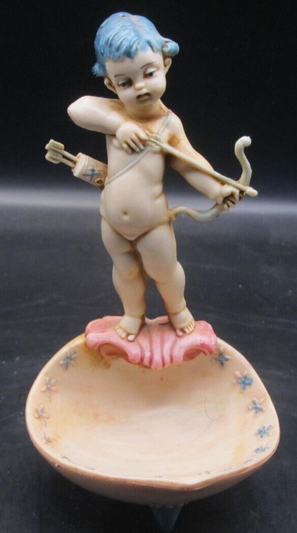 Vintage Fontanini Depose Italy Cherub Figurine #186 Ring Jewelry Trinket Holder