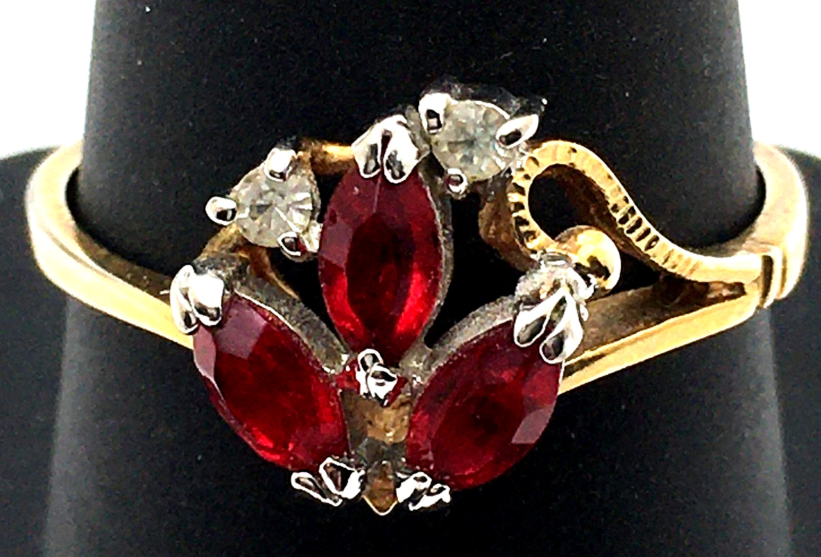 14k GE Gold Filled Red & Clear Stone Ring