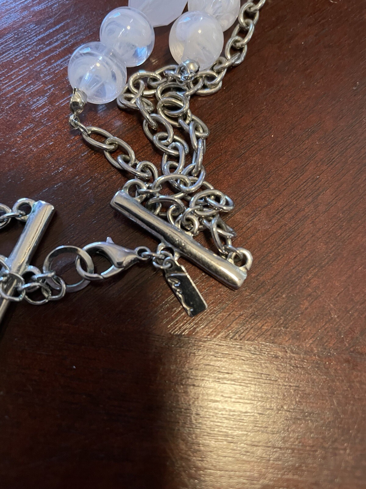 Lani Three Strand Necklace/Silvertone 17” /Various Material