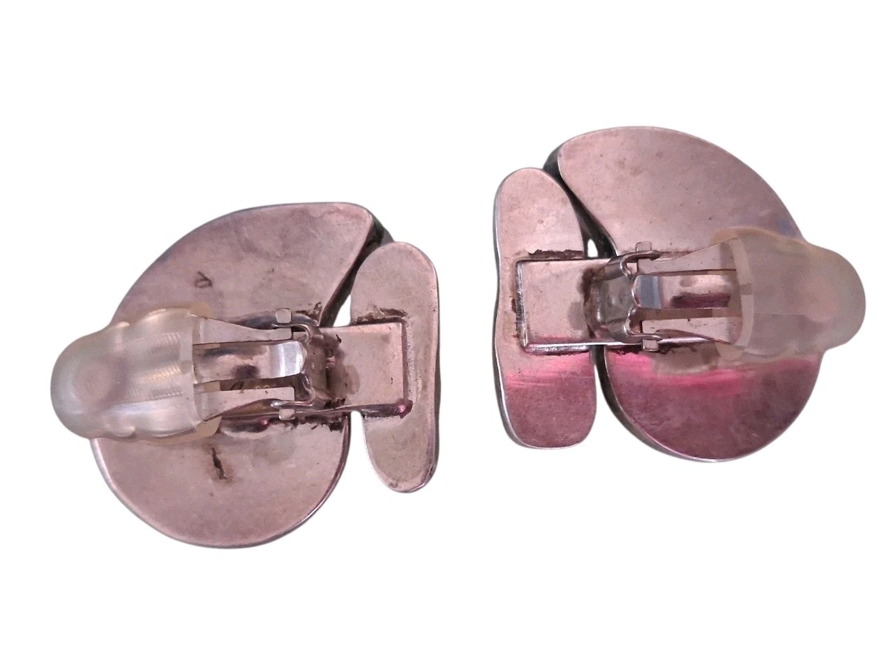 Rebecca Collins Dallas TX Sterling Silver Clip Earrings Vintage Designer 5a