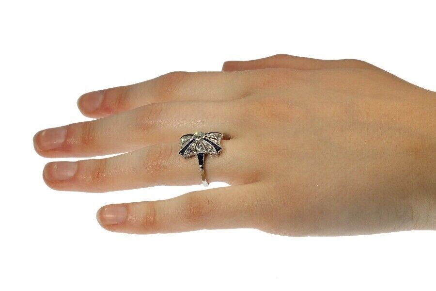 Art Deco 2Ct Sapphire & Lab Created Diamond Birthday 14K White Gold Filled Ring