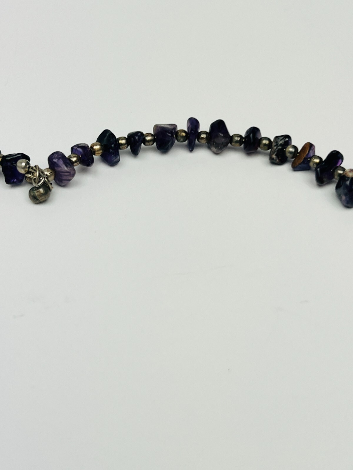 Vintage Amethyst Gemstone Beaded Wired Cluster Necklace Choker