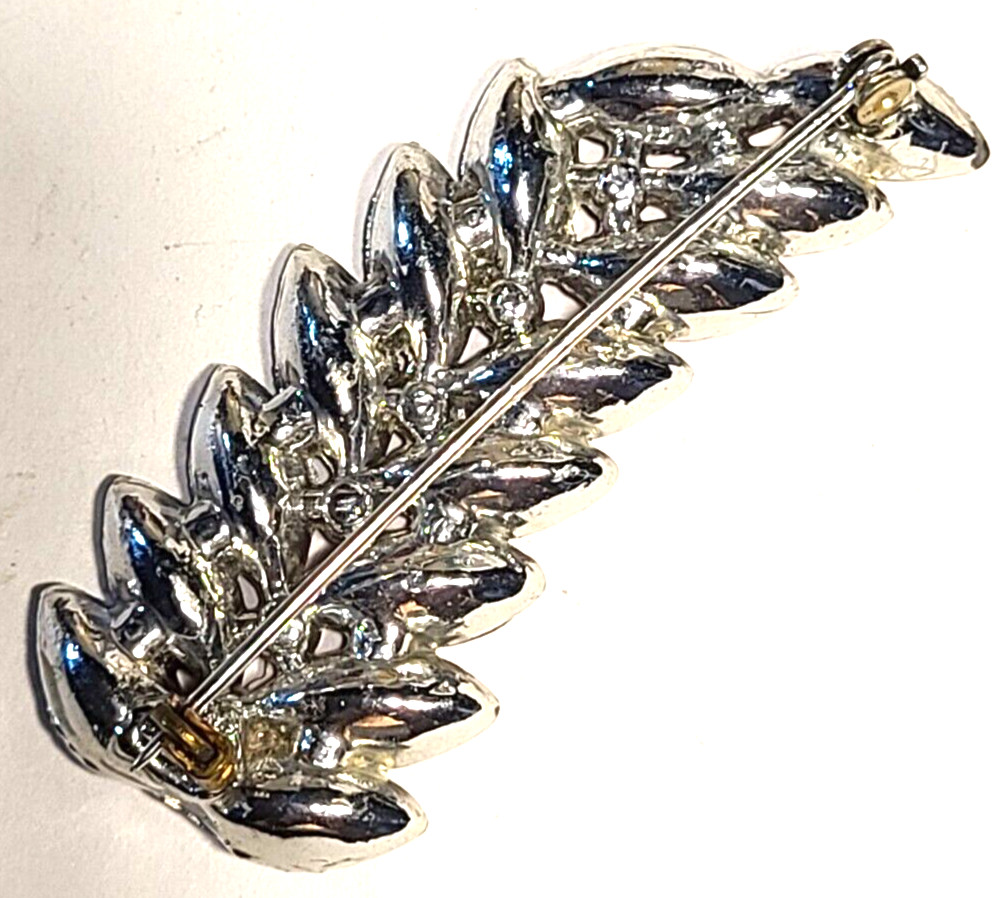 VINTAGE STUNNING PINK GLASS CLEAR CRYSTAL FLORAL PIN BROOCH