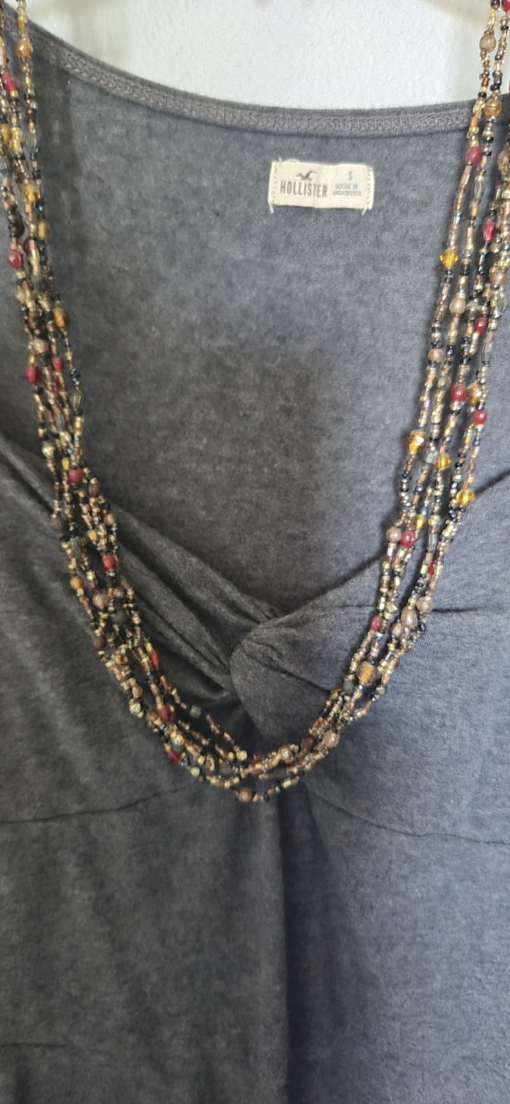 Vintage Multi-Strand Earth Tone Beaded Necklace – Boho Chic​