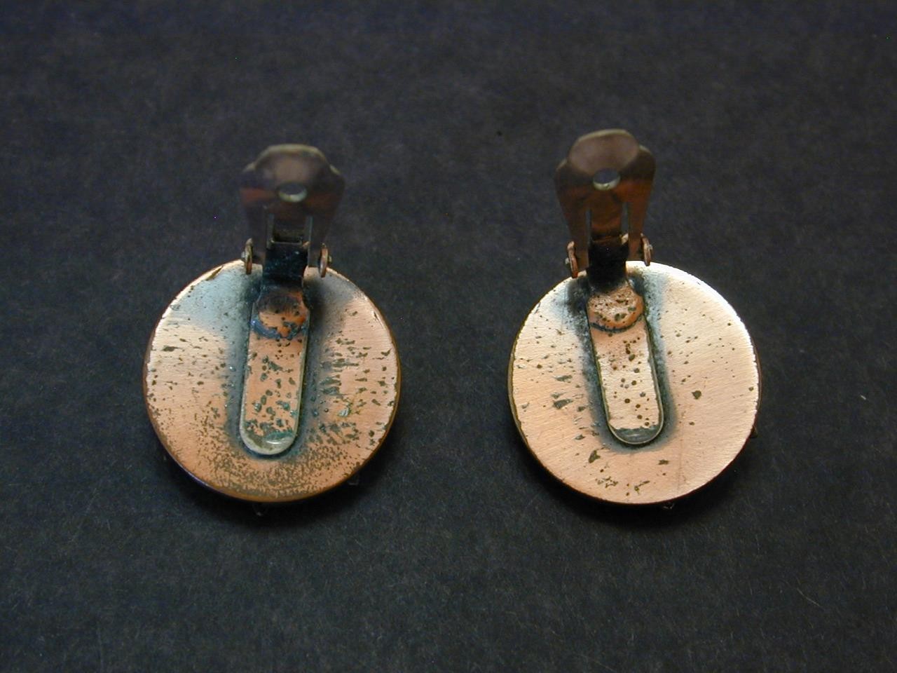 Vintage Renoir Copper MCM Round Leaves Statement Clip on Earrings Designer