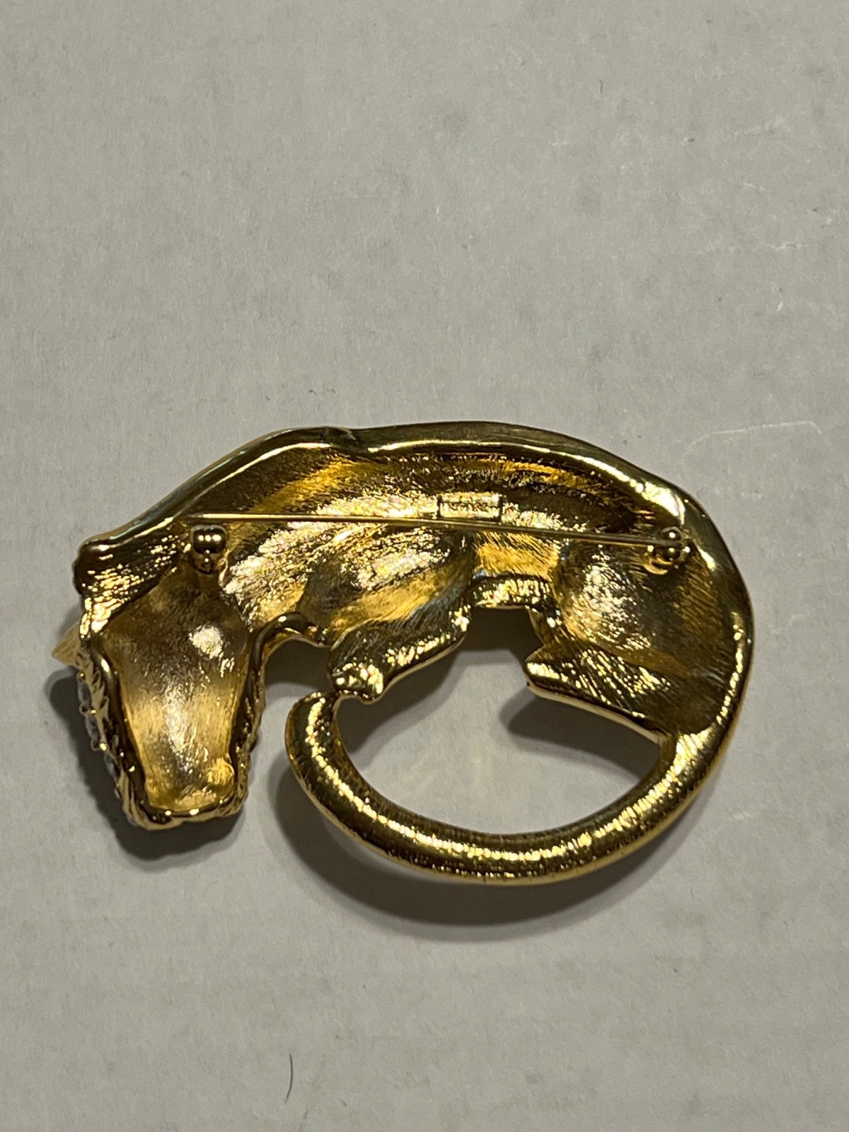 VTG Trifari Leopard Brooch Pin – Gold Tone w/Clear Pave Rhinestones