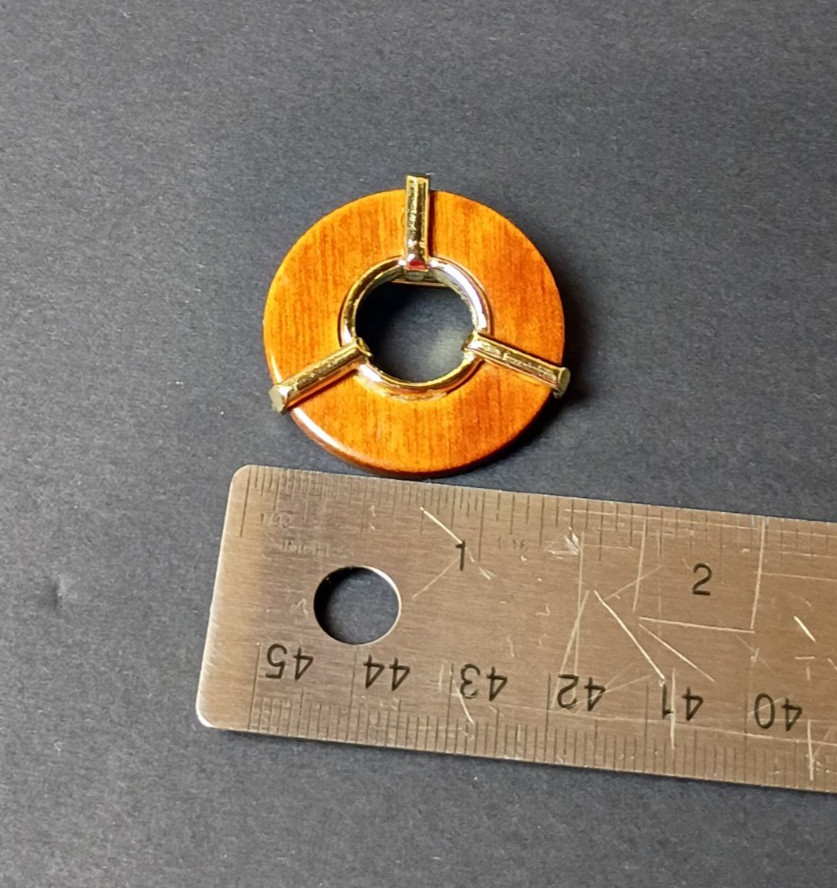 VTG Mid-Century Modern Wood and metal 1″ brooch MCM
