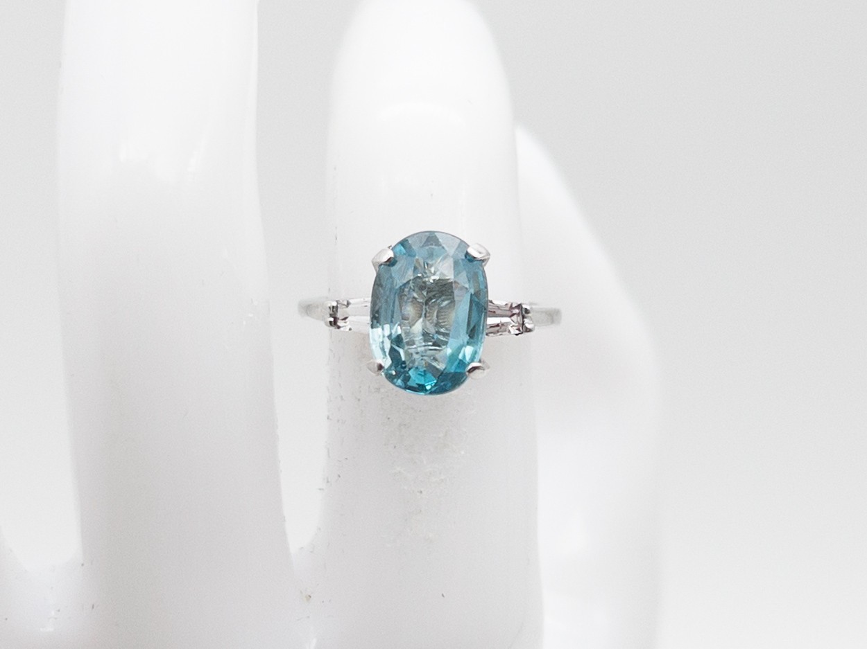 Designer $4000 4.30ct Natural Blue Zircon Diamond 14k White Gold Wedding Ring