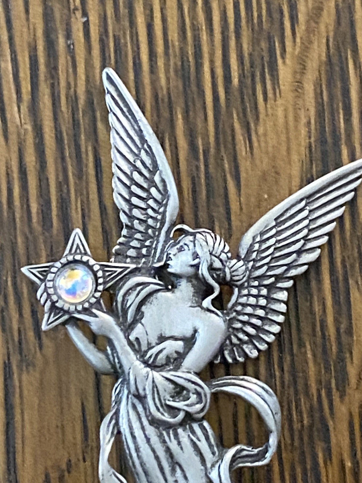 JONETTE JEWELRY – PEWTER ANGEL STAR BROOCH /PIN **FREE SHIPPING**