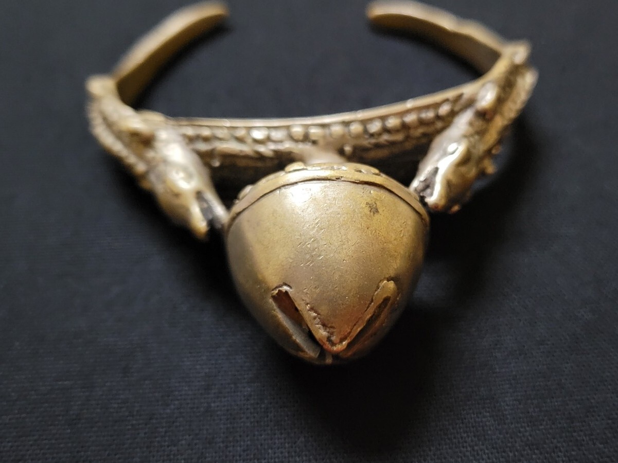 Vintage West African Ashanti Brass Crocodile Bracelet