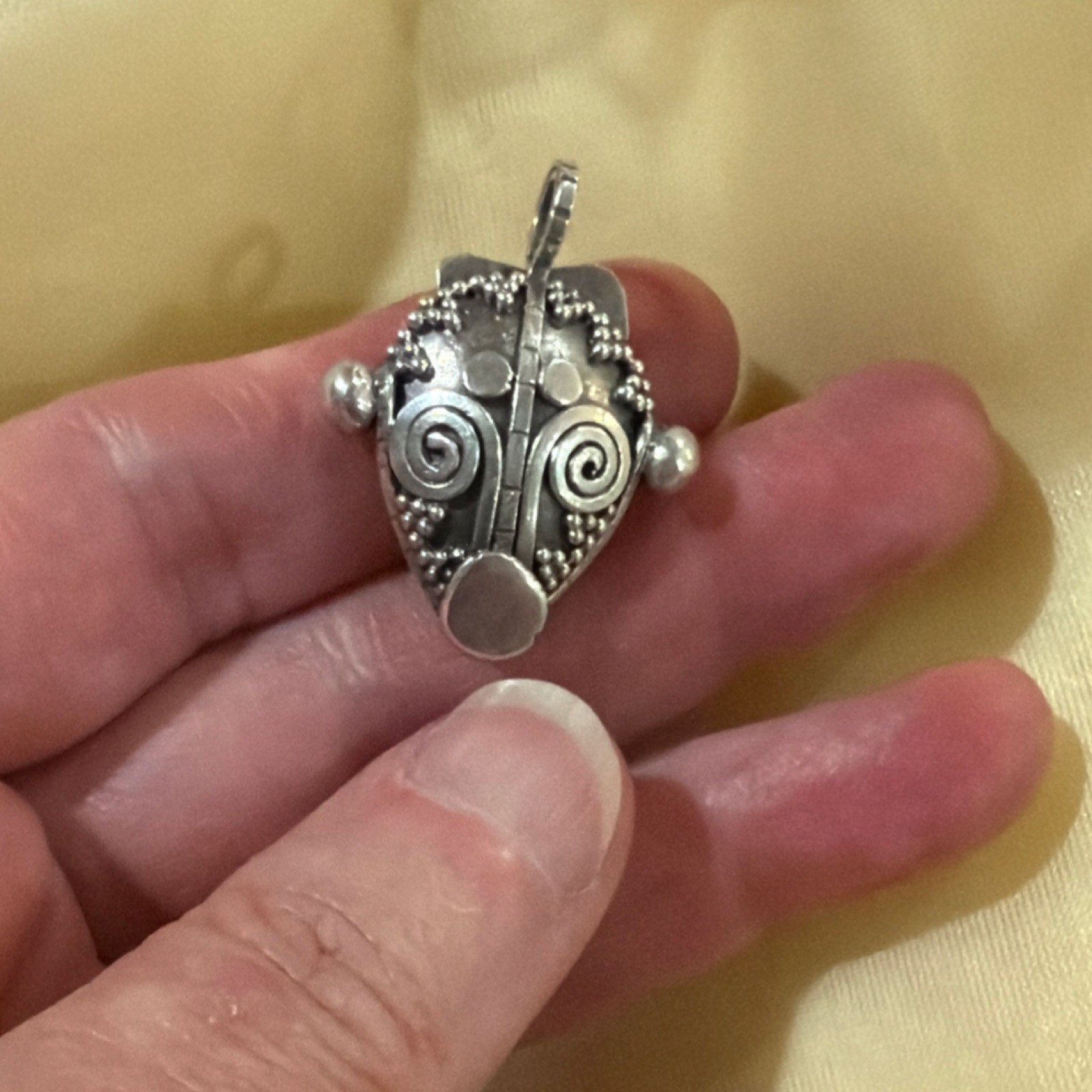 Silver Asymmetrical Pendant Charm for Unisex Adults Fashion Jewelry Tribal Mask