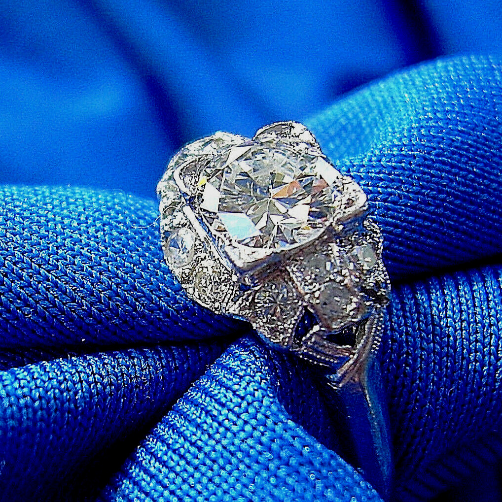 Original EARTH MINED DIAMOND Deco Engagement Ring Vintage PLATINUM Solitaire 6
