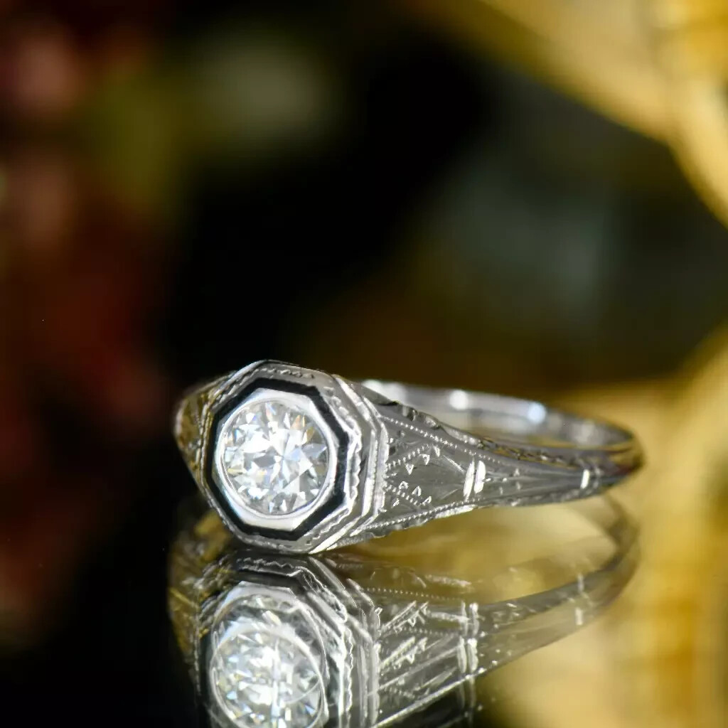 Art Deco 2.00Ct Lab Created Diamond Solitaire 14K White Gold FN Engagement Ring