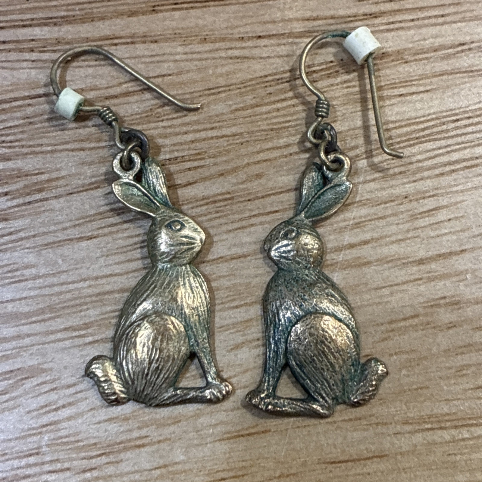 Brass Bunny Rabbit Earrings Vintage Dangle From Estate
