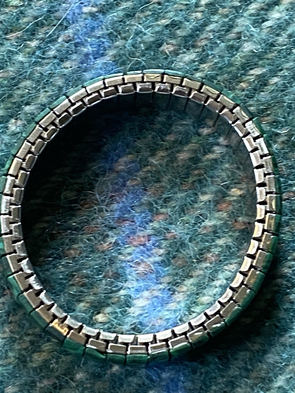 Malachite Inlay Stretch Bracelet Stainless Steel OSFA Western Native Green Stone