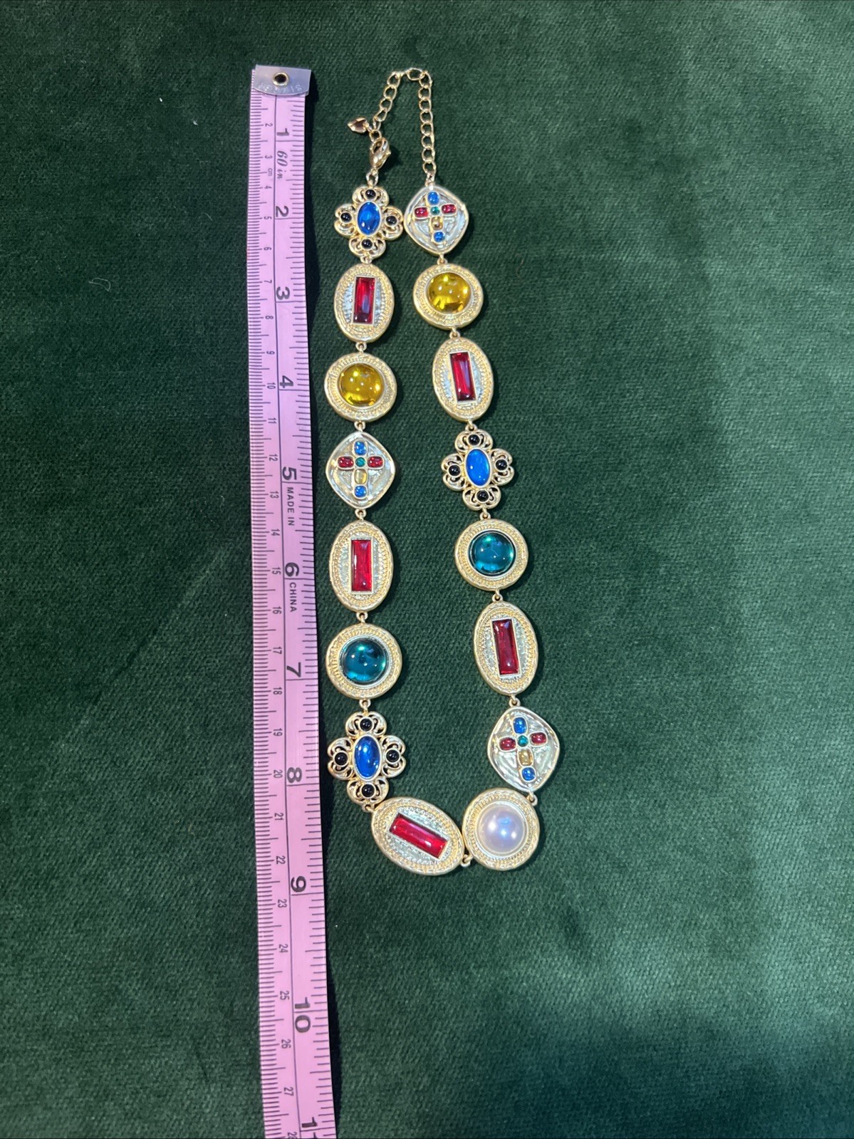 Signed Reya Multicolor Gold Plated Jewels Of India Necklace tik tok Famous HTF