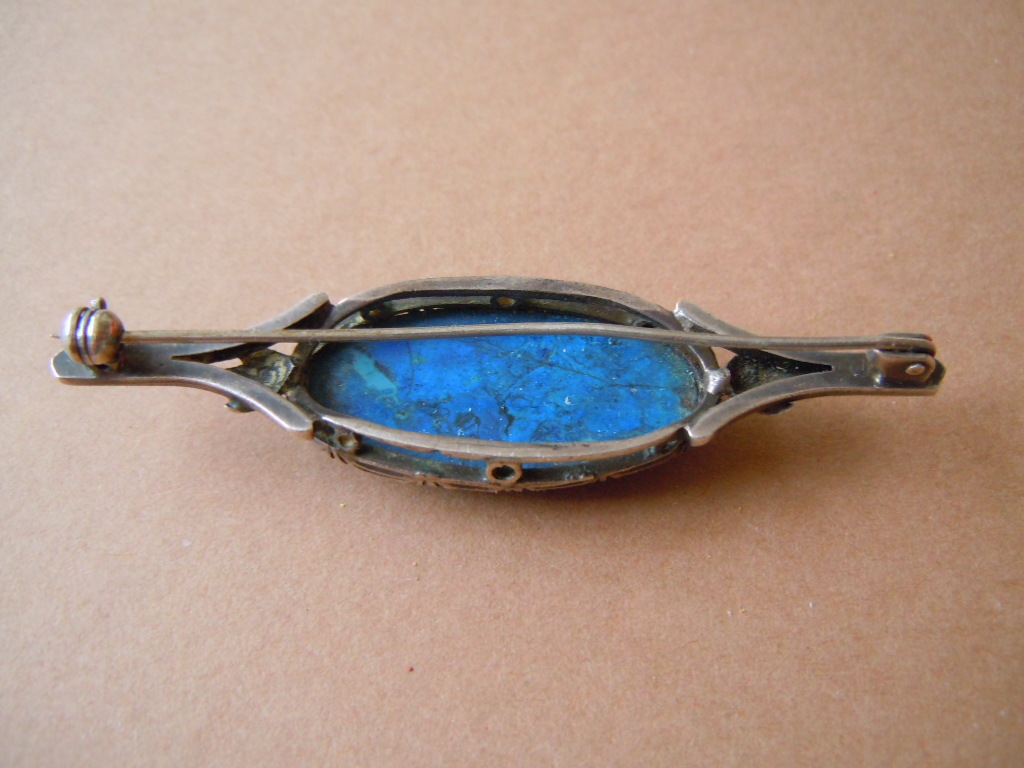 Brooch Silver Verified Gemstone Color Stone Blue 7.2 G / 6.2 X 1.5 Cm