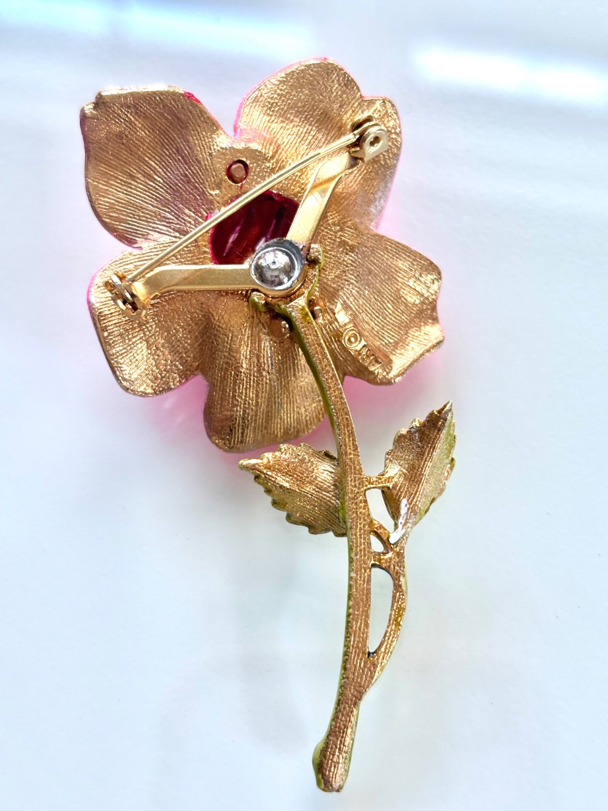 Vintage signed ART hot pink ROSE flower brooch~Flower PIN~1960s~Arthur Pepper