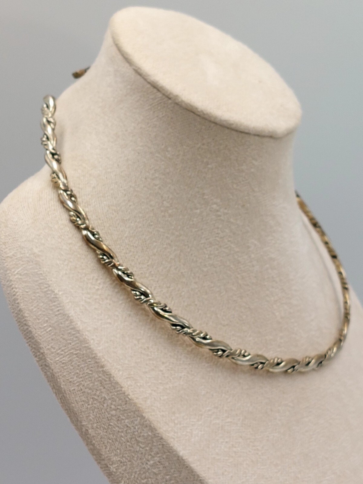 Braided Twisted Neck Wire Collar Silver Plated Brass Vintage