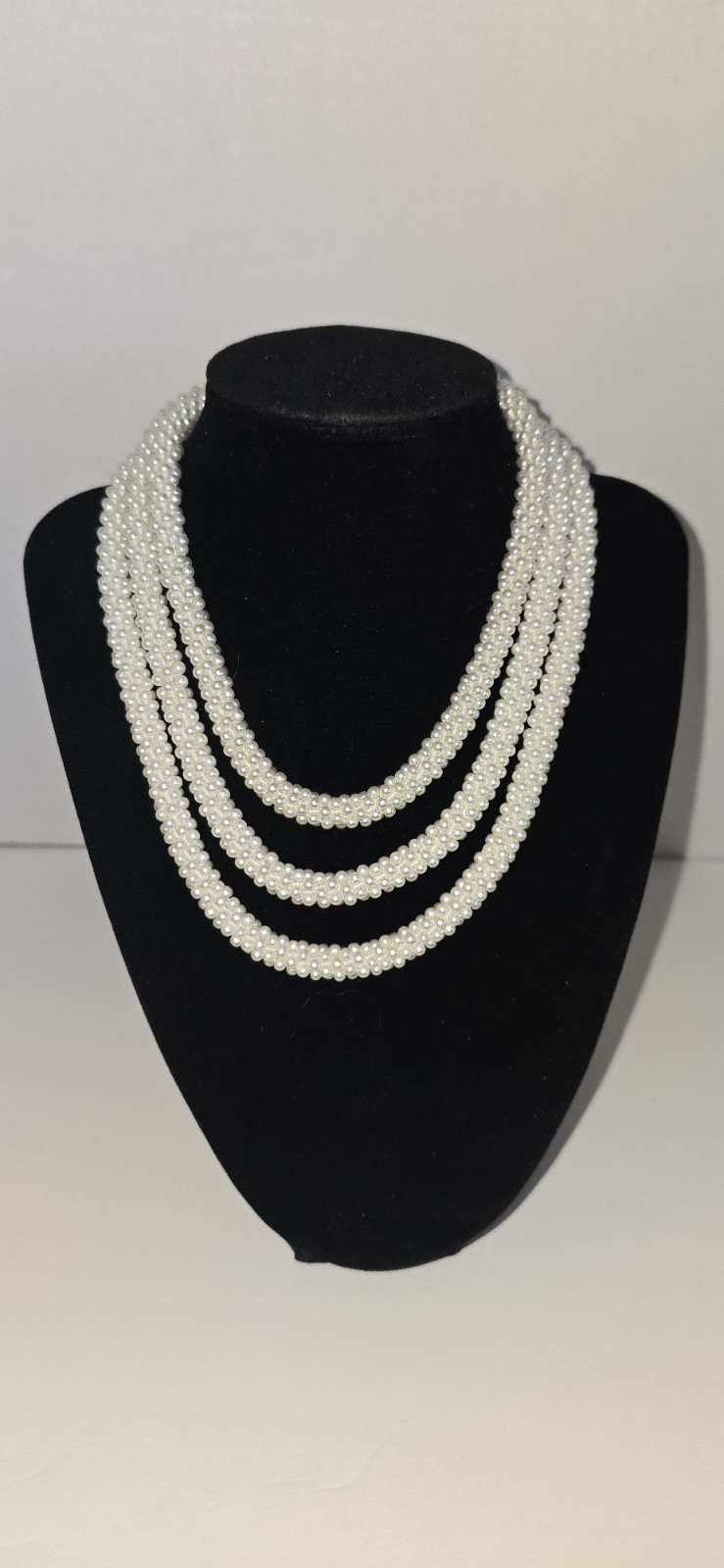 Vintage 23 Pearl Looking Rope Necklace