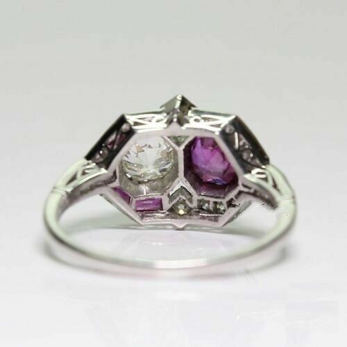 3Ct Vintage Art Deco Style Lab Created Diamond Engagement 14K White Gold FN Ring