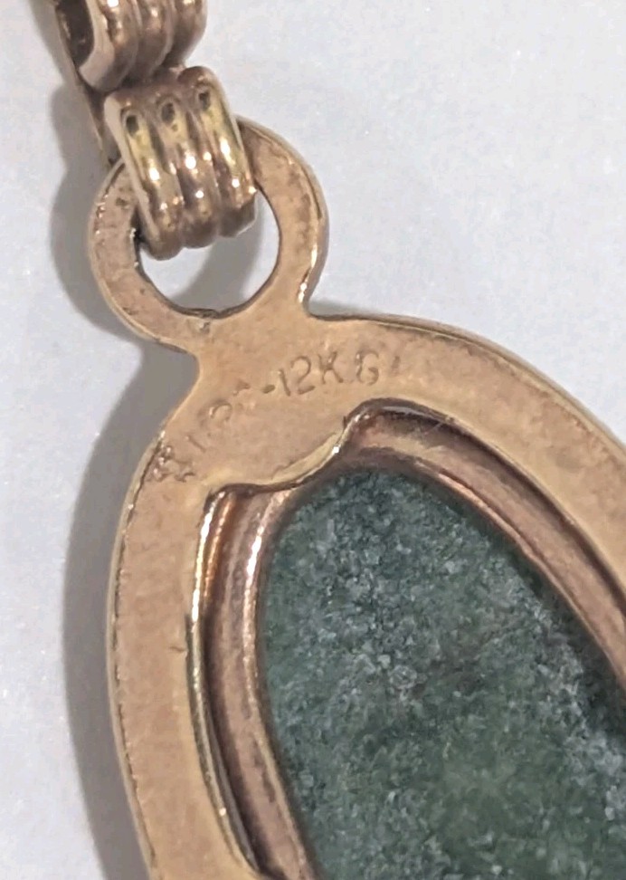 Vintage Designer CACO 1/20 12K GF Genuine Jade Diamond Chip 18″ Necklace