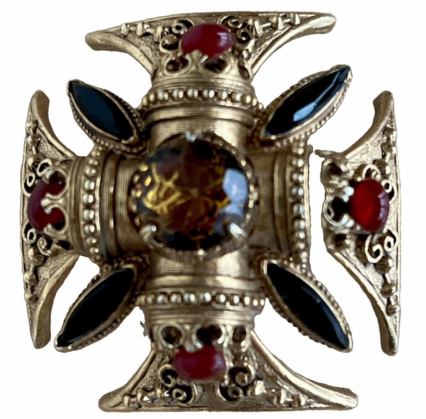 Vintage FLORENZA MALTESE Cross Gold tone Large Pendant Brooch – Missing Pin Back