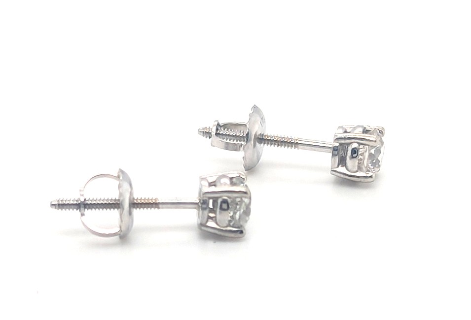 Victorian Diamond Stud Earrings Old Mine Cut .62ct Screwback 14K Original 1880’s
