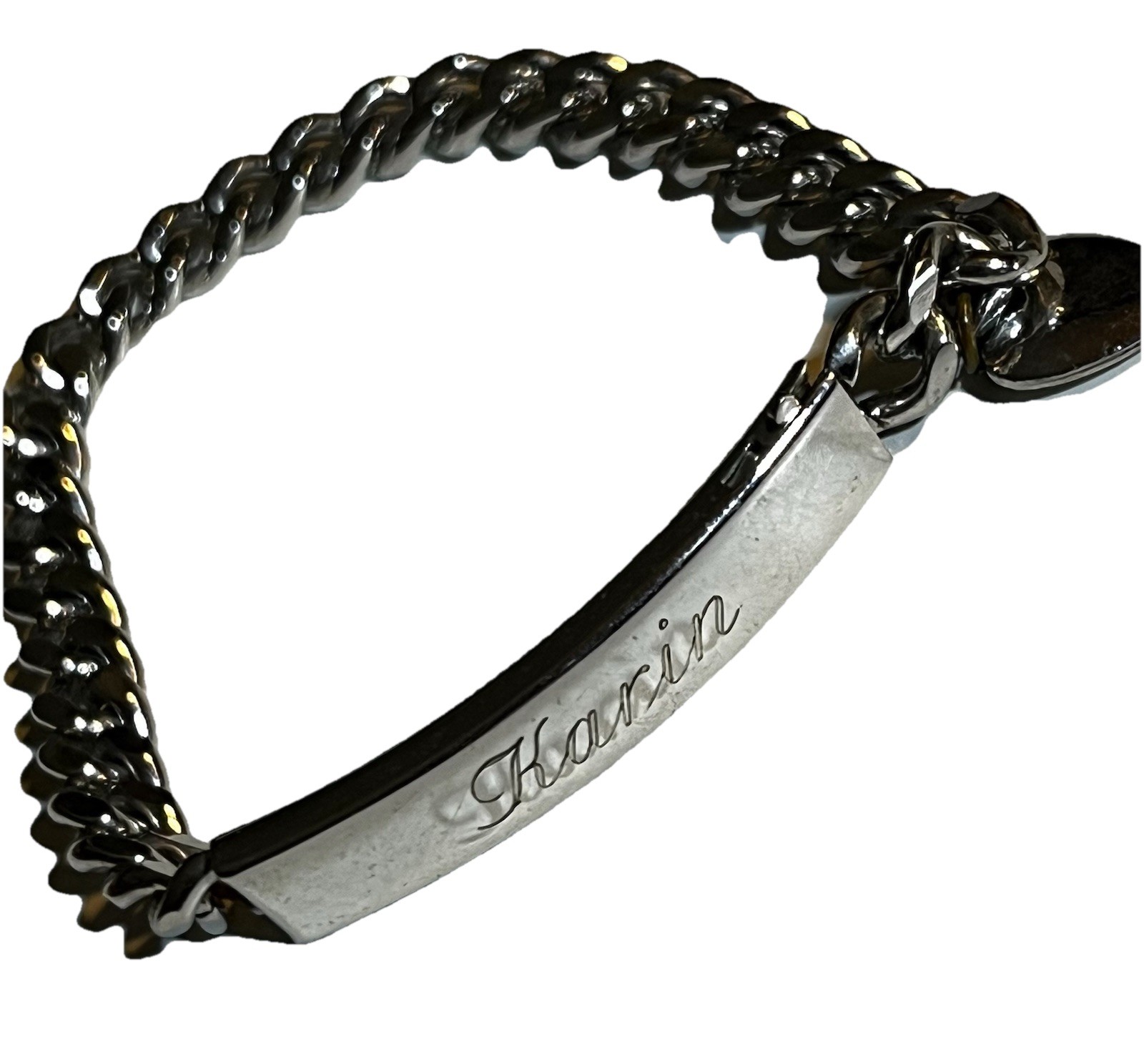 Speidel id Bracelet Vintage Karin and Brad On Back 7” Stainless