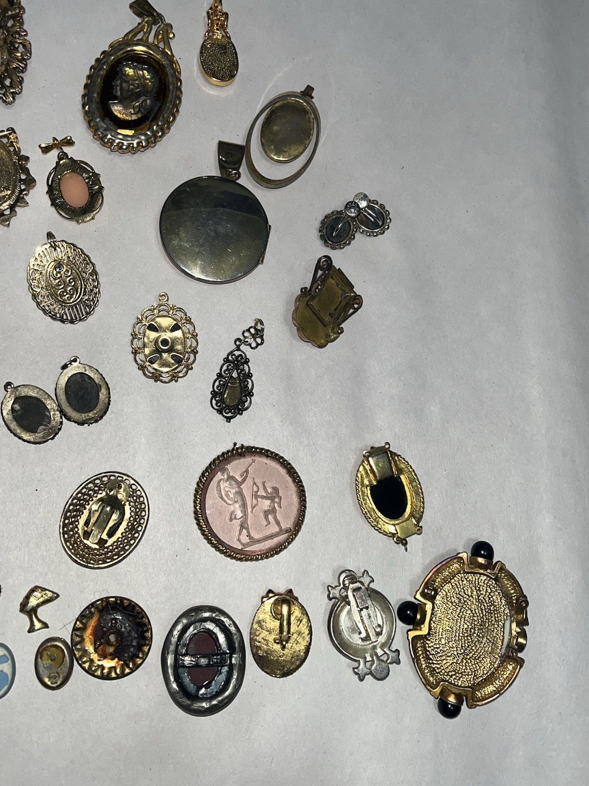 Vintage Cameo Jewelry Lot Wearable & Broken Pieces Sterling Costume Modern