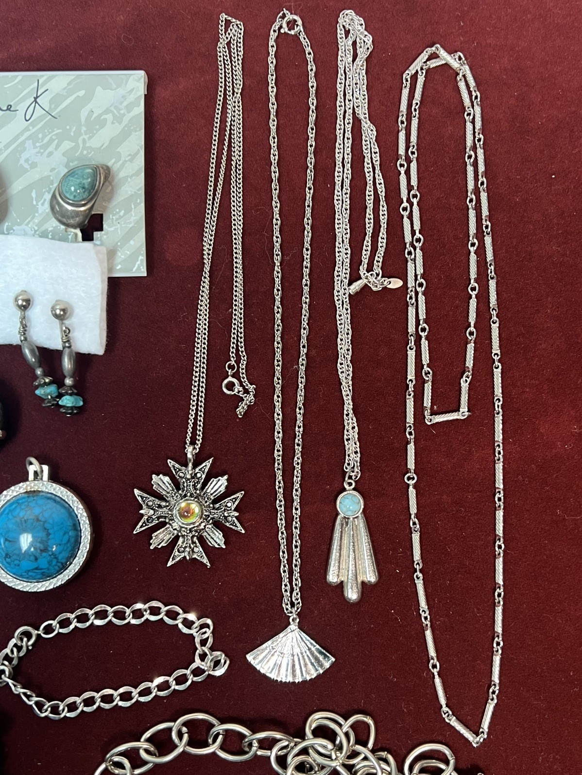 Vintage Silver Tone Jewelry Clip on Earrings Bracelet Necklace Pendant Lot of 23