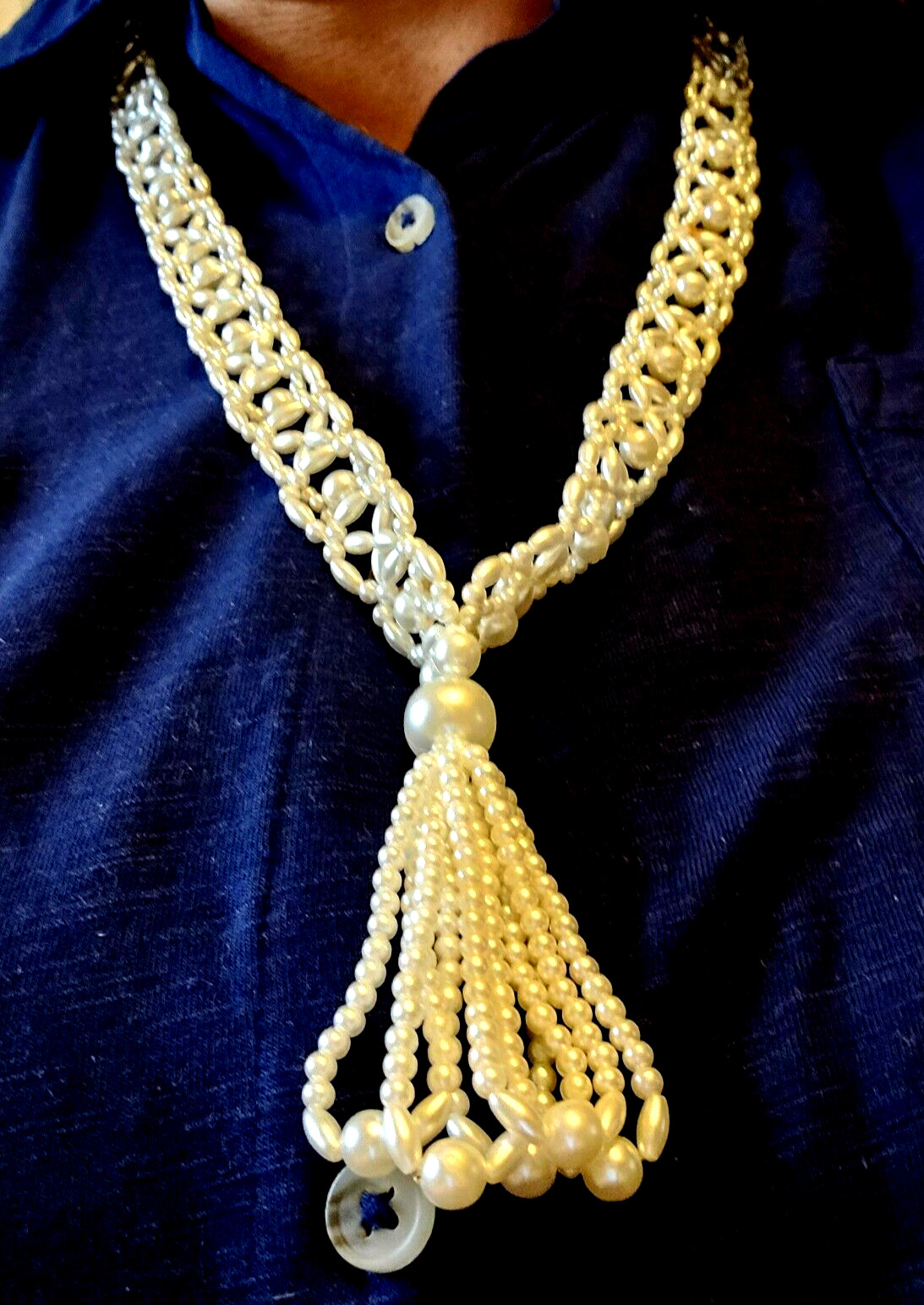 2 Vintage White Bead Necklaces