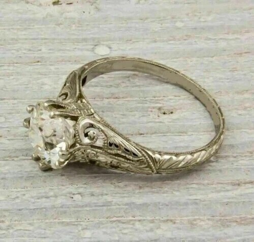 2.2Ct Art Deco Style Lab Created Diamond Engagement Anniversary 14K Gold FN Ring