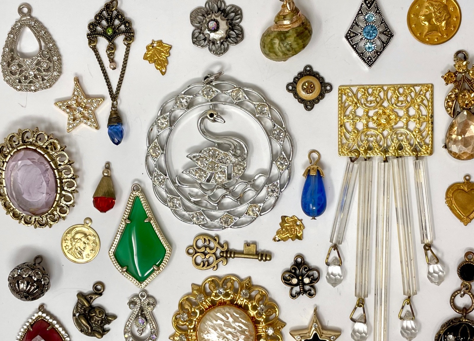Lot Vtg & Modern Victorian Art Deco Style Pendants Findings Jewelry Craft Jn