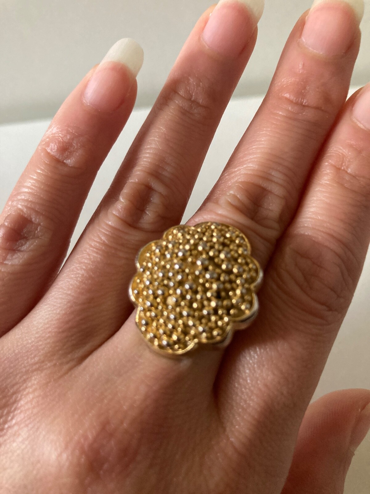 Vintage estate gold tone Coro adjustable statement ring jewelry rare find