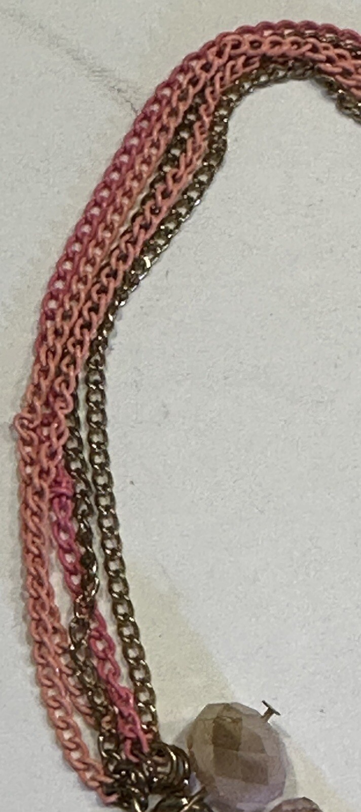 Rose & Pink Gold Tone Beaded Necklace – Vintage Costume Jewelry – Sparkly