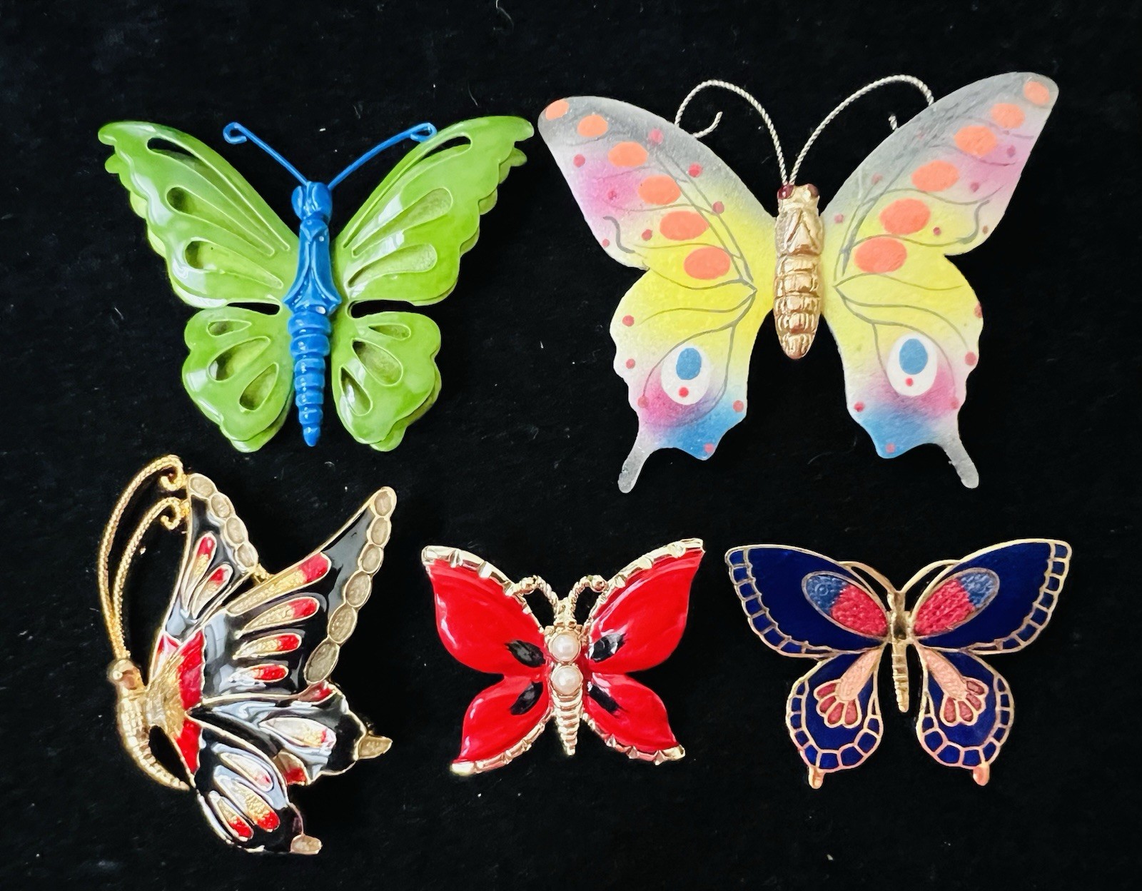 Lot 65 Vtg BUTTERFLY BROOCH Rhinestone Enamel 925 800 Silver GF Monet Trifari