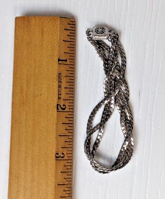 Vintage Jewelry set silvertone braided wheat chain necklace & braclet