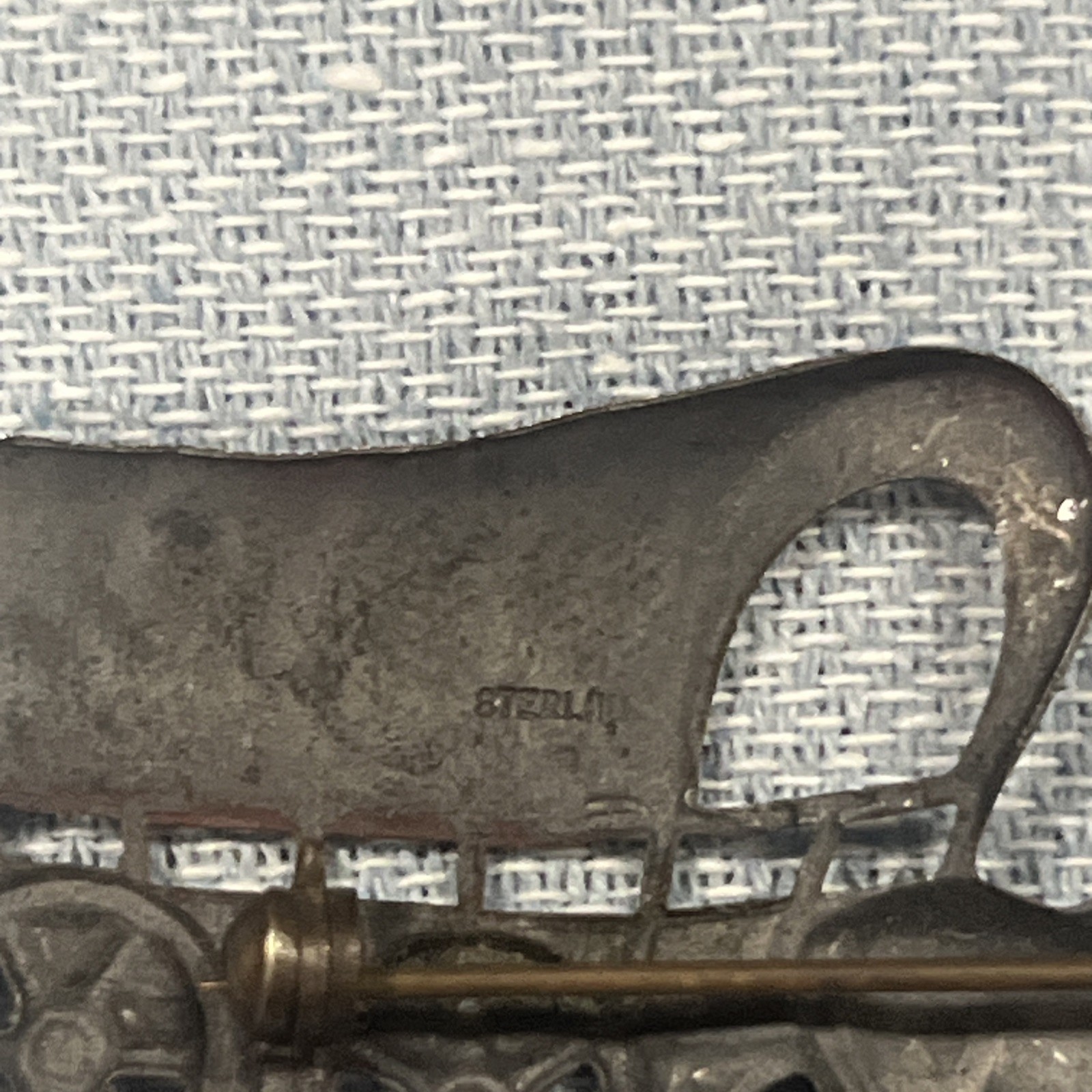 ANTIQUE STERLING SILVER WAGON & OX BROOCH PIN with Pin Back