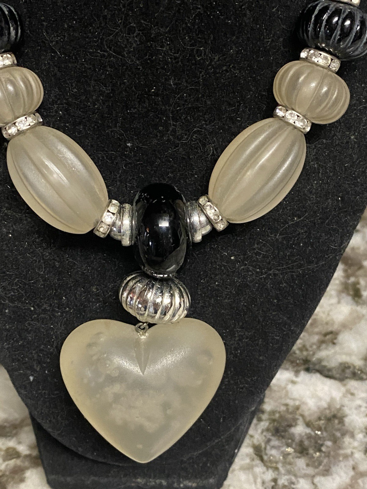 Vtg 1973 Christian Dior Germany Chunky Lucite Heart Beaded Necklace RARE