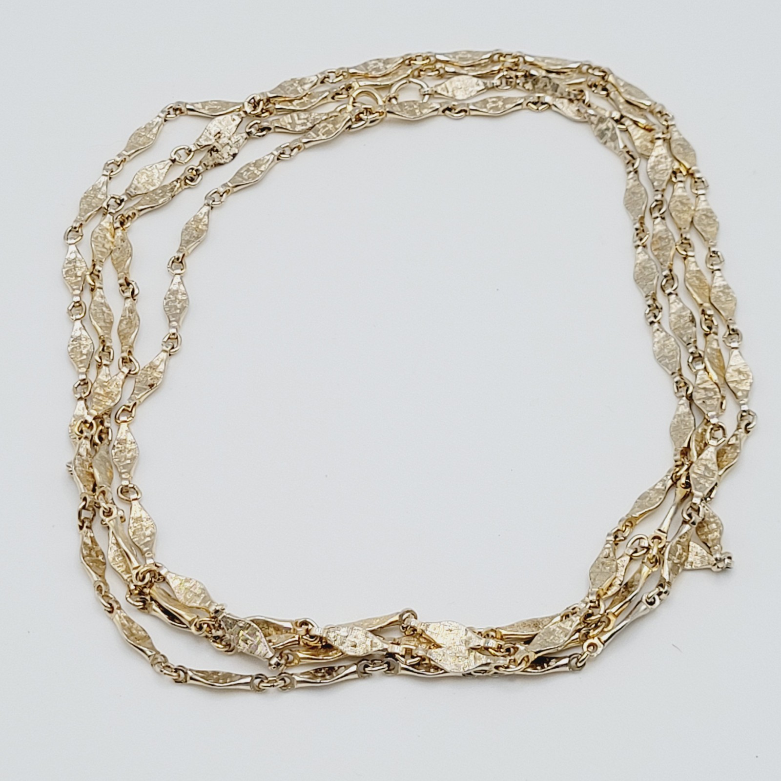 Napier Flapper Length Elongated Textured Link Chain Vtg Necklace Signed 60 Inch